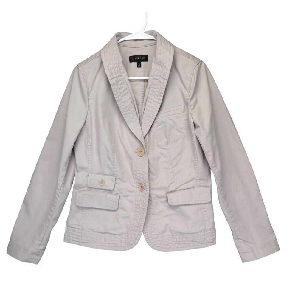 Talbots Women's Canvas Blazer Jacket Size 10 Mauve Taupe Cotton Blend‎ Casual